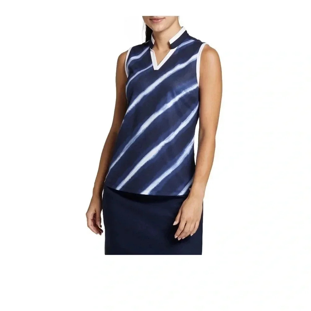 NWT New Walter Lady Hagen Womens Printed Stripe Sleeveless Golf Polo **Size XS**